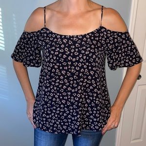 Black & Tan Cheetah Print Off The Shoulder Tank